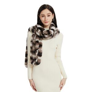 8591 Real Fur Scarf For Women Rex Rabbit Shawl Long Fluffy